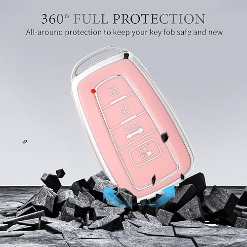 Miniatura 10 de OFFCURVE Funda para llavero de coche compatible con Toyota A4, Oro rosa+llavero