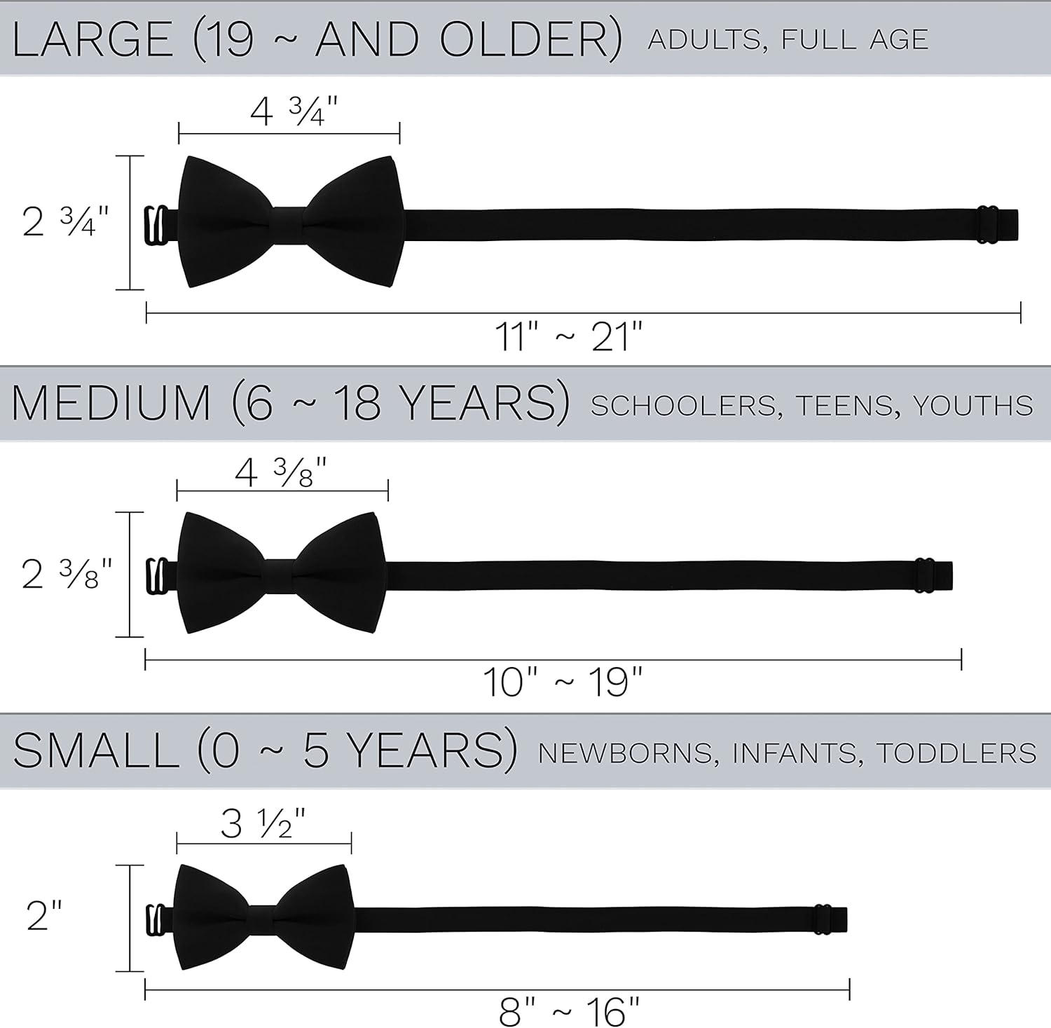 Bow Tie House Classic Pre-Tied Soft Crape Bow Tie for Wedding Formal Events Solid Tuxedo for Adults & Children - Image 4