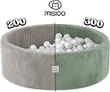 MISIOO Piscine à balles avec rembourrage en mousse – 90 x 30 cm – 300 balles – Balles de piscine à balles de qualité supérieure pour enfants – Jouet doux et sûr – Lavable - 4