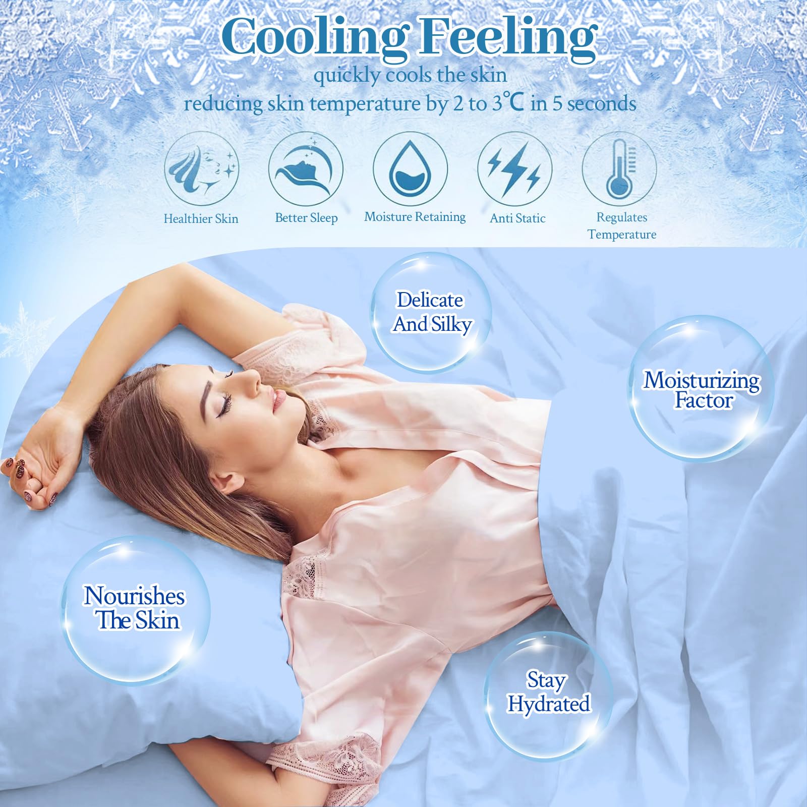 YIYEA Arc-Chill Q-Max - Set di lenzuola rinfrescanti per chi dorme caldo, sottili e traspiranti, con 2 chiusure per lenzuola, con tasca profonda fino a 16 cm, per letto king size