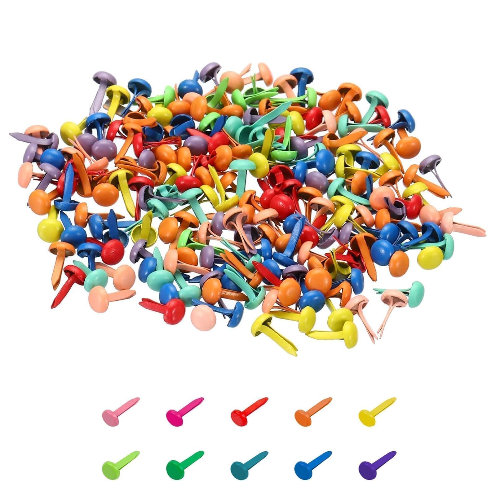 Noneoyno Colorful-200Pcs 200 Pcs Paper Fasteners, Multicolor Split Pins, Metal Brad Fasteners For Crafts, Scrapbooking, Diy Projects & Office Use – Colorful Split Pins For Paper Craft And Decoration