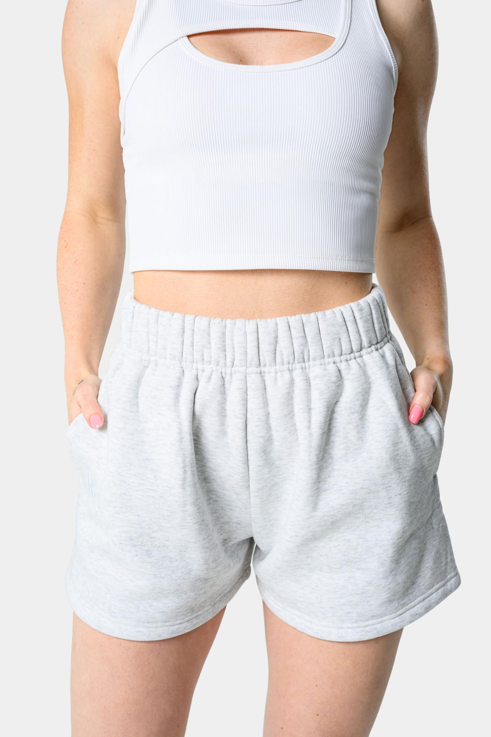 Kamo Fitness CozyTec - Pantalones Cortos de algodón para Mujer, de Cintura Alta, cómodos, Casuales, con Bolsillos