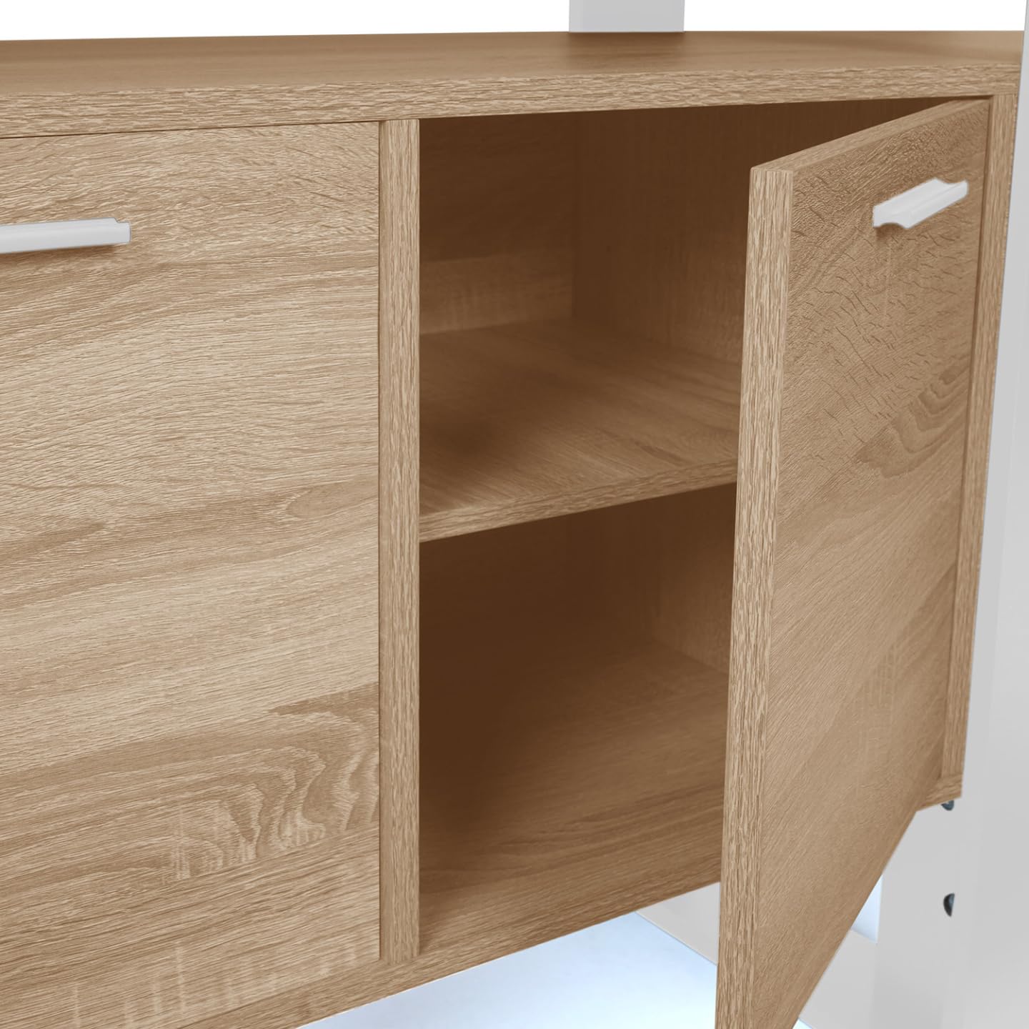 IDMarket - Buffet 160 cm Phoenix XXL 4 Portes Bois et Blanc