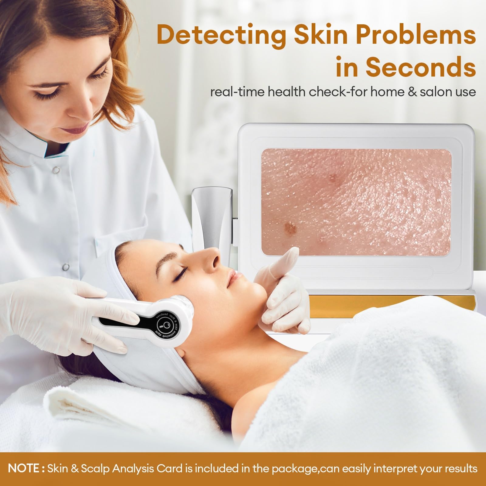 Skin Diagnosis Analyseur de cheveux, 11 ", avec double tête 50 x / 200 x pour la maison, le salon de beauté et le spa