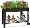 Raised Garden Planter Beds with Wheels Legs, Large Planters Box for Indoor Outdoor Plants,Metal Galvanized Elevated Rectangle Herb Planter Box for Vegetables Flower Patio 31.5 H