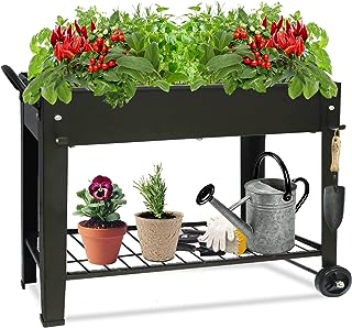 Sponsored Ad - Fleecy Day Raised Garden Planter Beds with Wheels Legs, Large Planters Box for Indoor Outdoor Plants,Metal ...