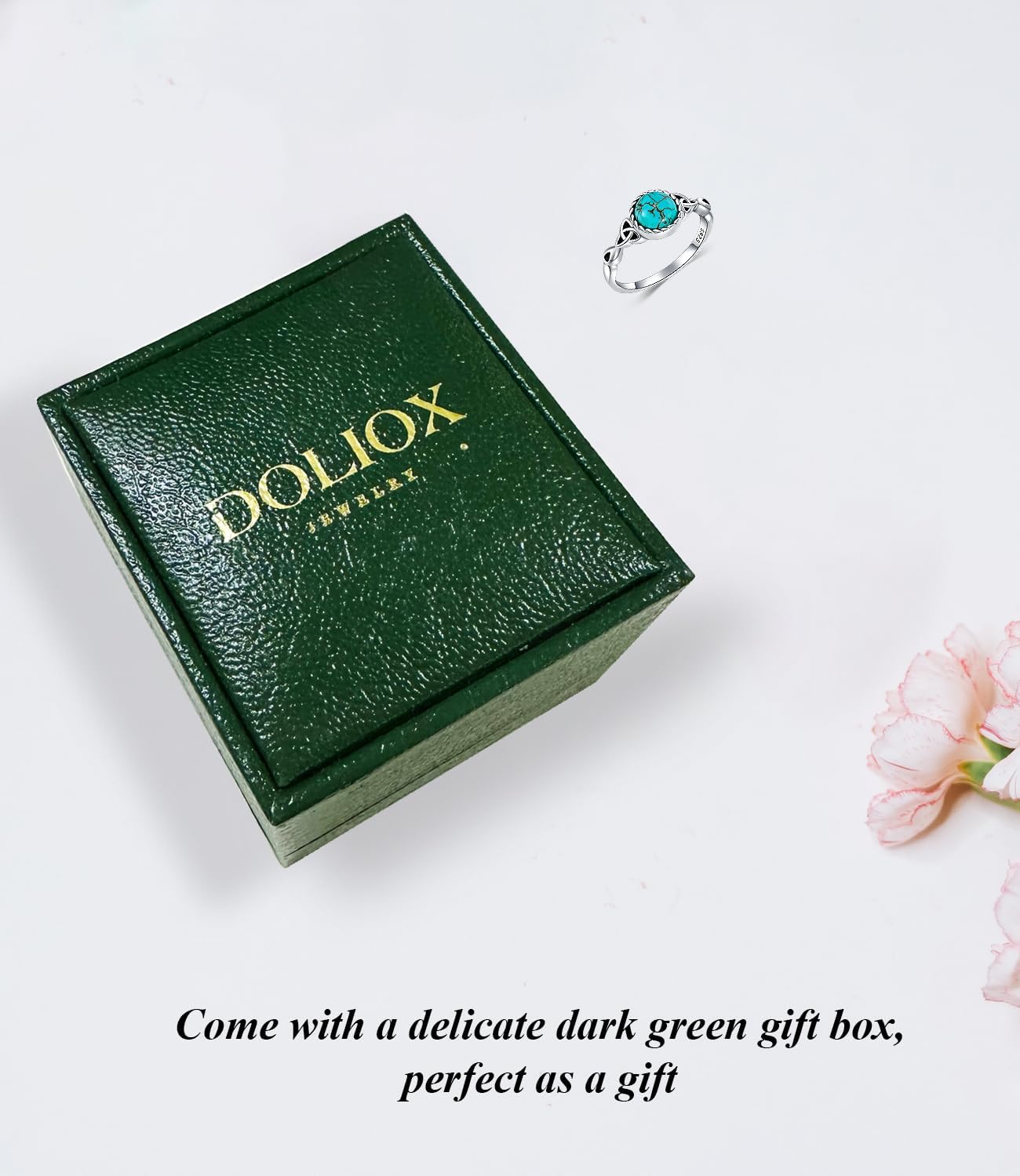 Real Turquoise Celtic Knot Rings for Women 925 Sterling Silver Dainty Round Gemstone Ring Jewelry for Mother Wife's Anniversary - Image 6