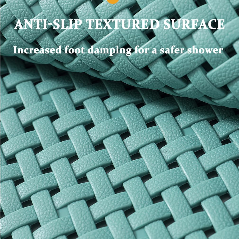 Gewebte Struktur Badewannenmatte Badematte mit Ablauflöchern, Durchbrochenes Duschmatte rutschfest, Weich Antirutschmatte Dusche für Badewanne und Nassbereiche PVC,A,39x100cm/15x39in