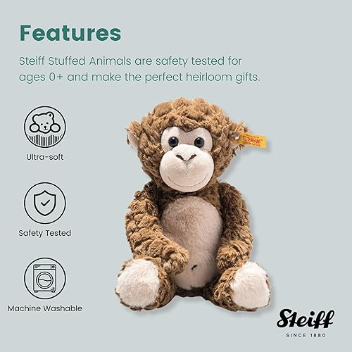 Miniatura 3 de Steiff Bodo Monkey, animal de peluche de alta calidad, animal de la selva para niños (marrón, 12 pulgadas)