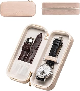 Travel Watch Box Single Portable Watch Travel Case For Men Women,Small Watch Band Storage Holder Box,Accessories Display Case For Wrist Watch,Gift For Husband Father Boyfriend And Brother Pearl