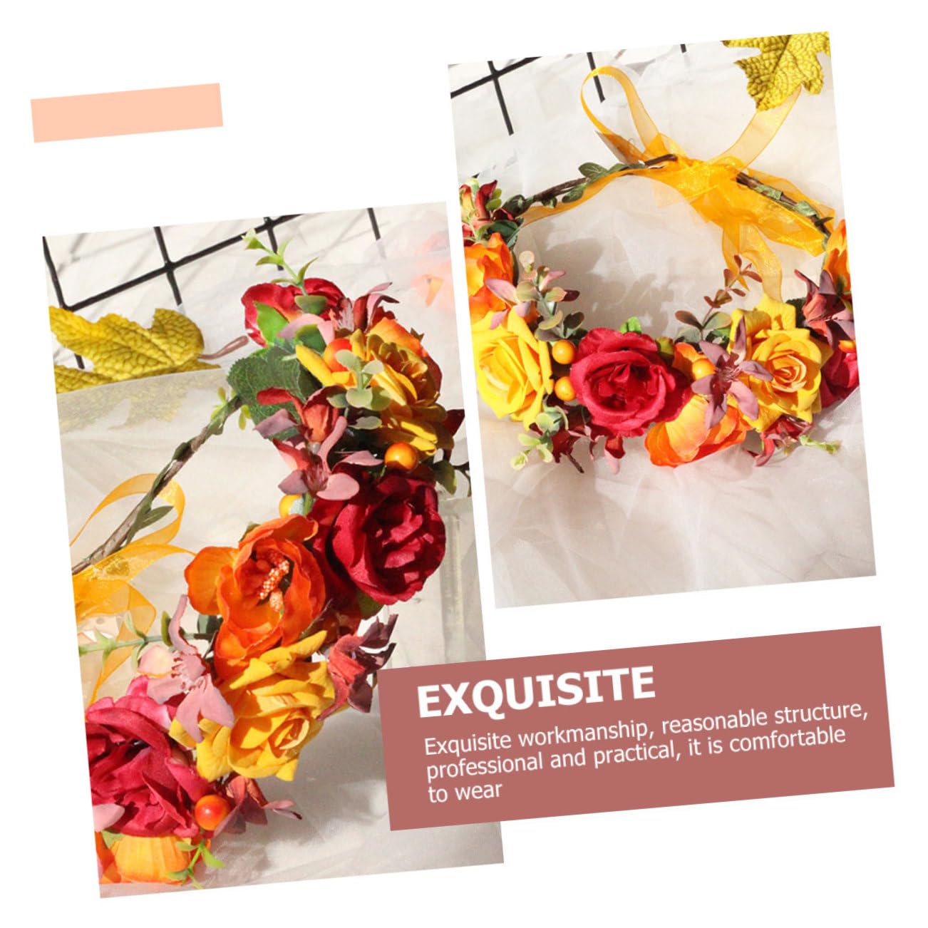 FRCOLOR 3St Simulations blumen haarband wedding hair accessories hochzeits haarschmuck headband Rosenhaarband Stirnband für Mädchen Blumenkranz Haarband mit Rose Blumenkrone Stoff