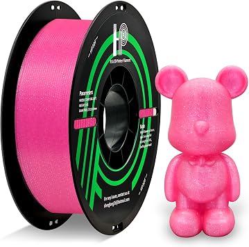 HP3DF Glitter PLA Filament, Twinkling 3D Printer Filament, PLA Filament 1.75mm Dimensional Accuracy +/- 0.02mm, 1KG Spool 2.2 lbs, Fit Most FDM Printer Glitter Pink
