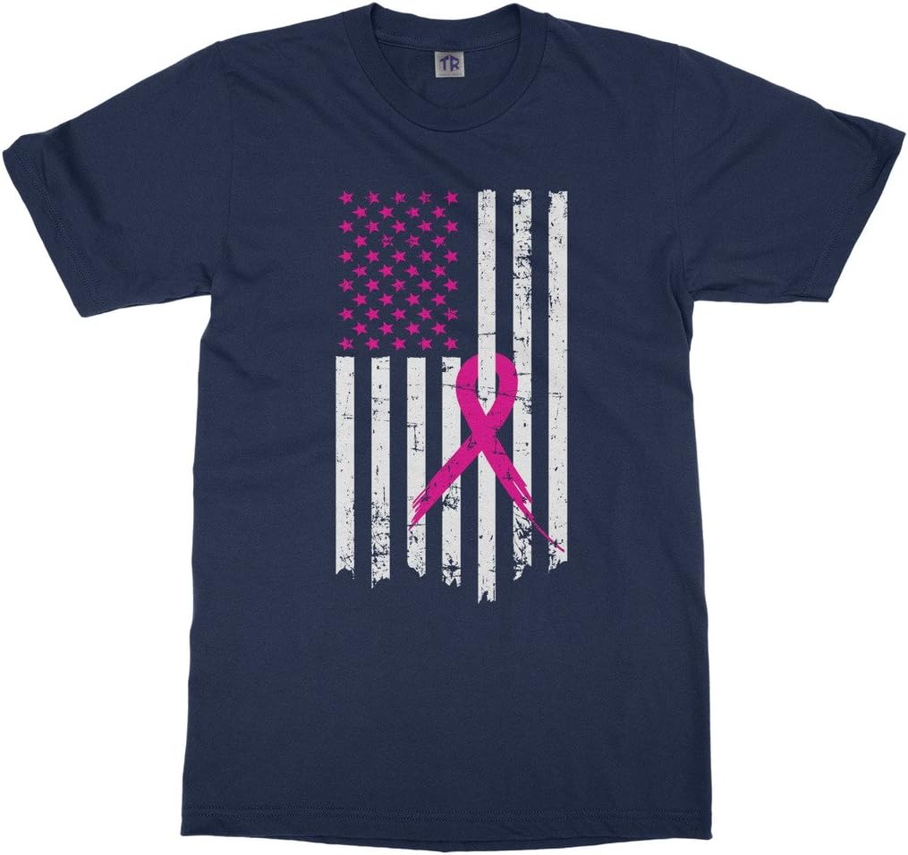 Threadrock Kids Pink Ribbon Breast Cancer Awareness Flag Youth T-Shirt