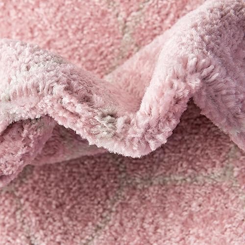 Miniatura 6 de Unique Loom - Alfombra con diseño geométrico, colección Trellis Frieze (3 x 5 pies, ovalada, rosado claromarfil)