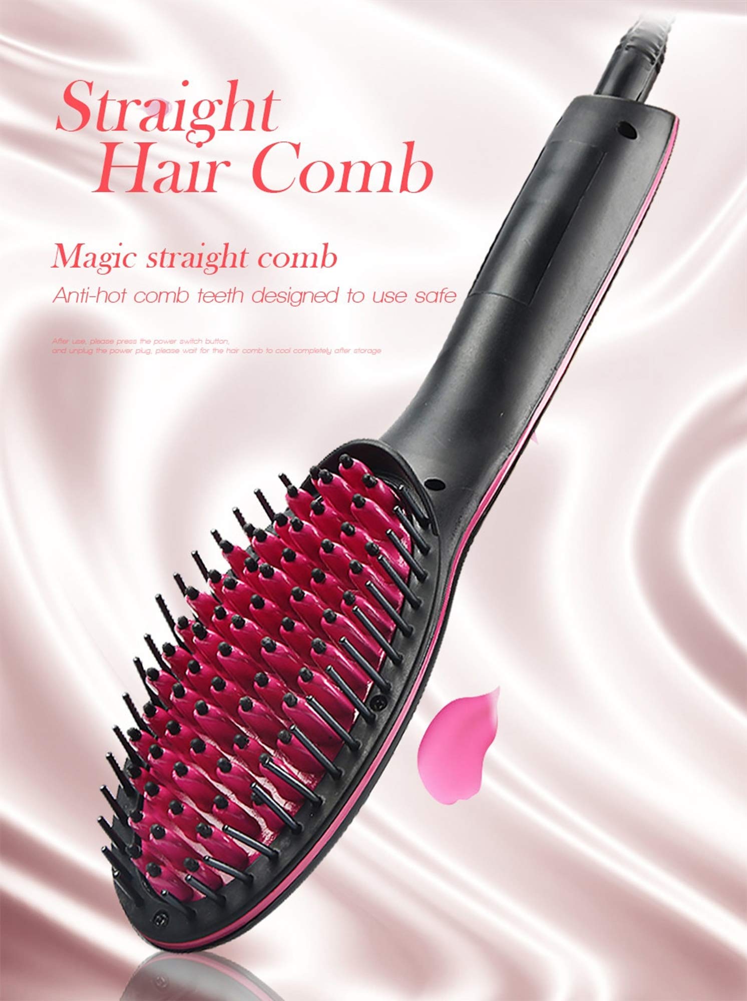 RutviRoshan Simply Straight Electric Digital Fast Hair Straightener Comb Ceramic Temperature LCD Simply Hair Ironer Curler and Styler with LCD Display Electric Brush 4