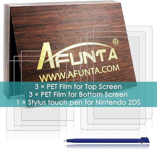 Miniatura 2 de AFUNTA - Protector de pantalla y lápiz capacitivo compatible con 2DS, paquete de 3 (6 unidades) película de PET transparente HD para pantalla