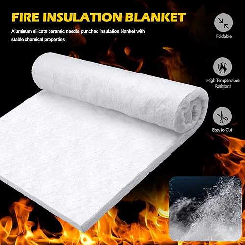 Miniatura 5 de 2 mantas aislantes de fibra de cerámica de 24 x 12 x 1 pulgadas (grosor) clasificadas para 2600 F, aislamiento ignífugo, para forja, horno,