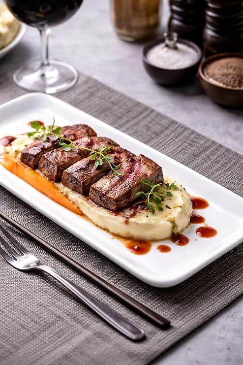 Dikdörtgen Servis Tabağı Seti, 6'lı Set, Modern ve Minimal Tasarım, Meze, Sushi ve Et Sunumları için İdeal