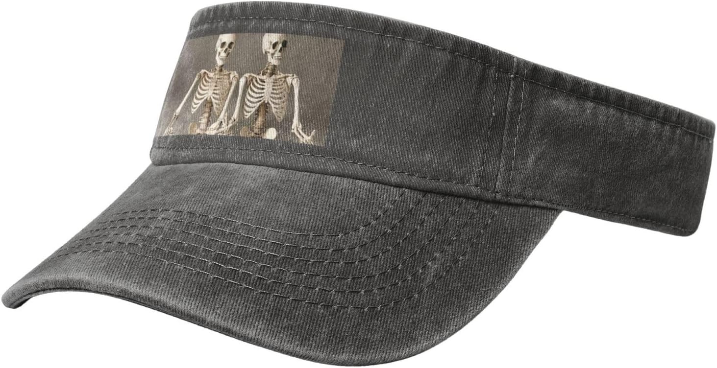 Skeletons Yoga Print Sport Sun Visor Hats Cotton Ball Caps Empty Top Baseball Sun Cap for Men Women