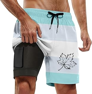 Bañador para hombre, estilo vintage, retro, de secado rápido, con forro de malla y cordón ajustable, Bañador J2-azul claro, M