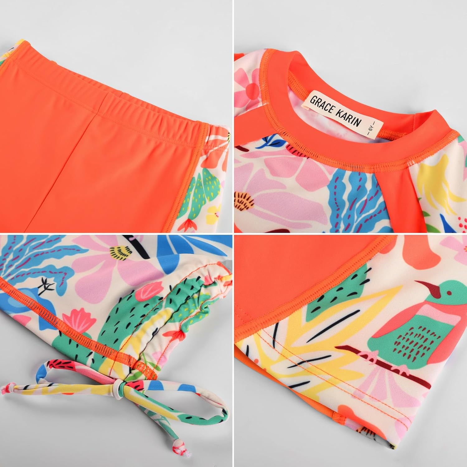 GRACE KARIN Girls Rash Guard Swimsuit Short Sleeve Two Piece Bathing Suit 6-12Y - Image 8