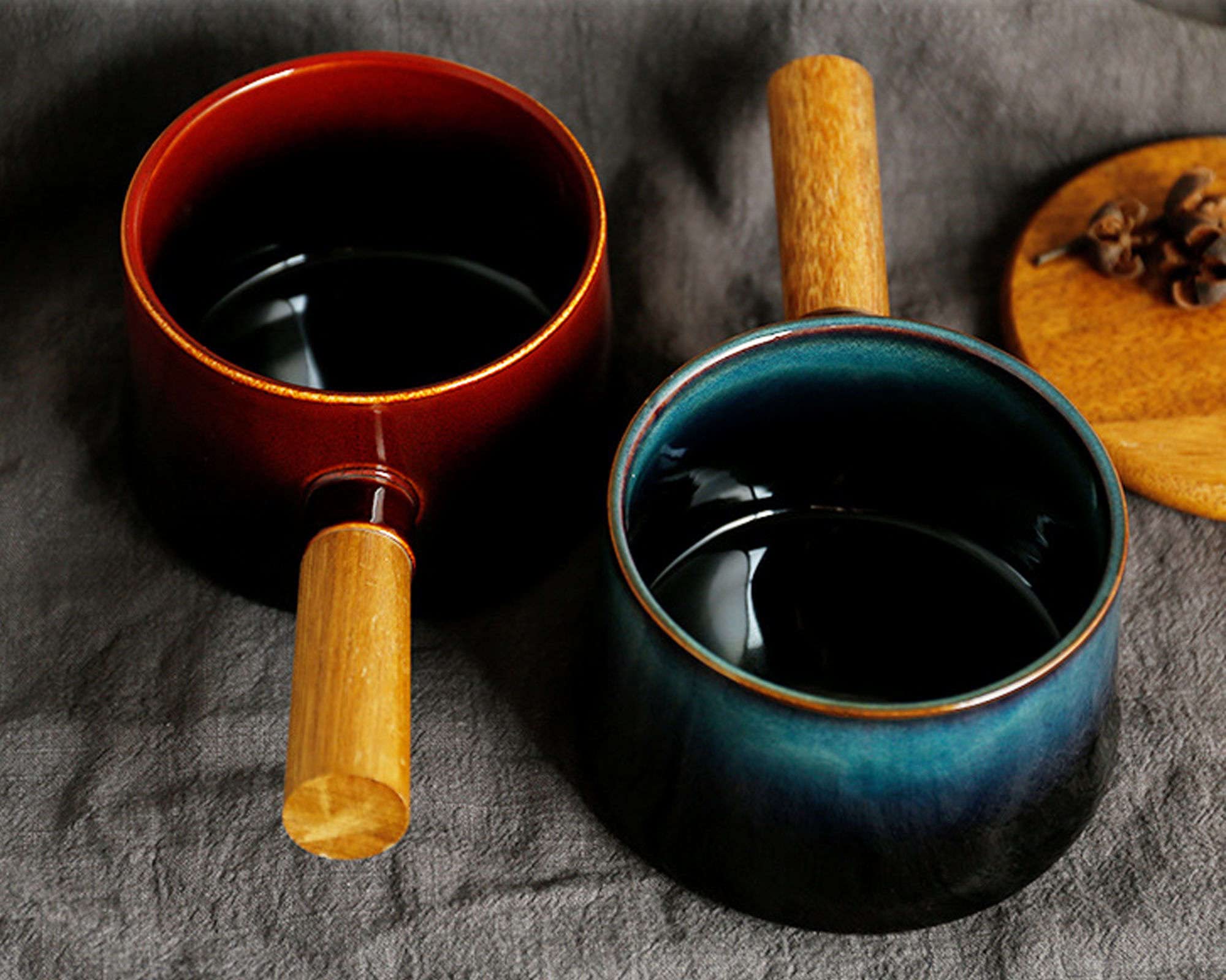 Miska sałatkowa, miski do zupy. Miska do zupy z uchwytem, miska ceramiczna 750 ml, naczynia do zupy cebulowej. - czerwony (kolor: niebieski)