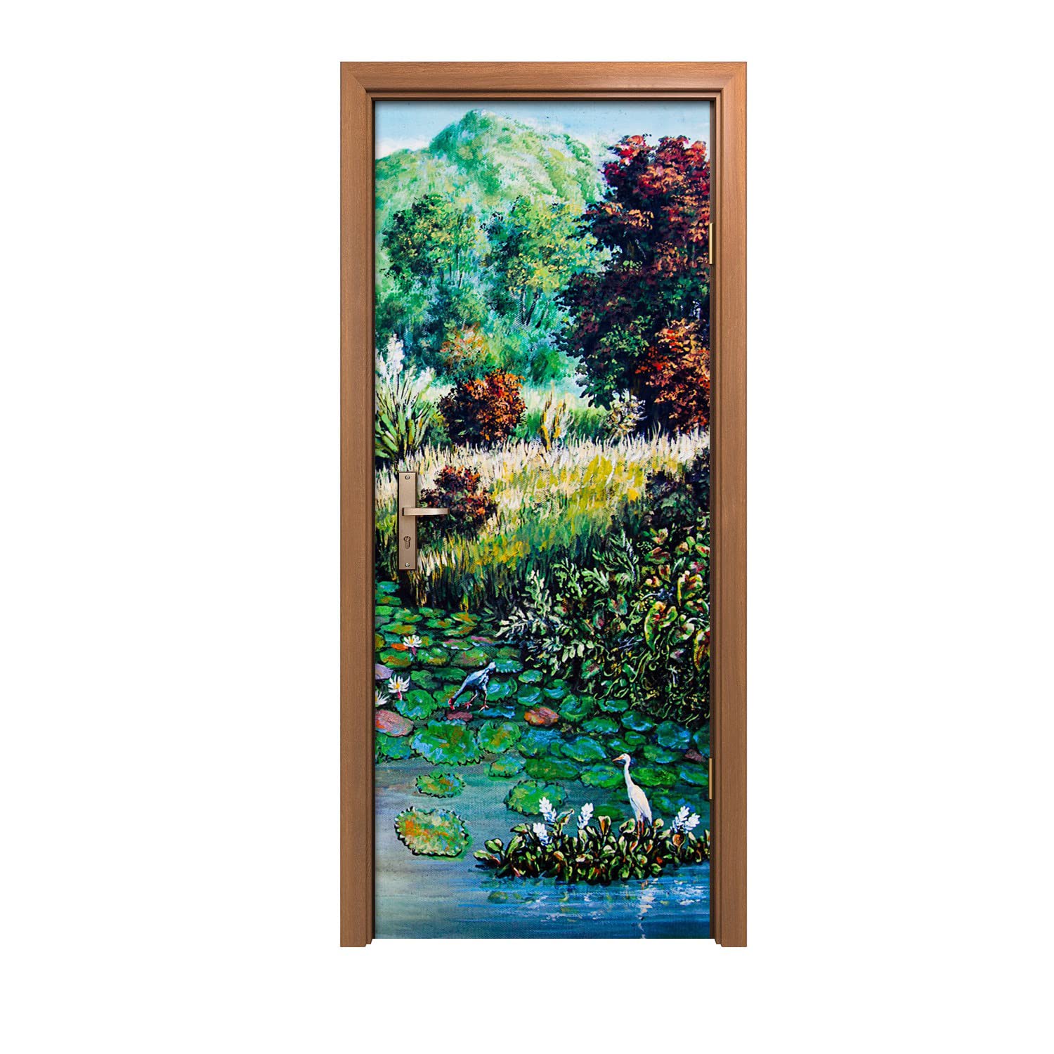 Fleurs de rivière autocollant de porte 90x200cm pour un salon nature