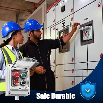 Push Button Switch IP67 Outdoor Waterproof Button Switch Box Emergency Stop Button Switch,Red/Green Instantaneous Button Switch and Selection Switch with Protective Cover Anti-Misoperation Switch