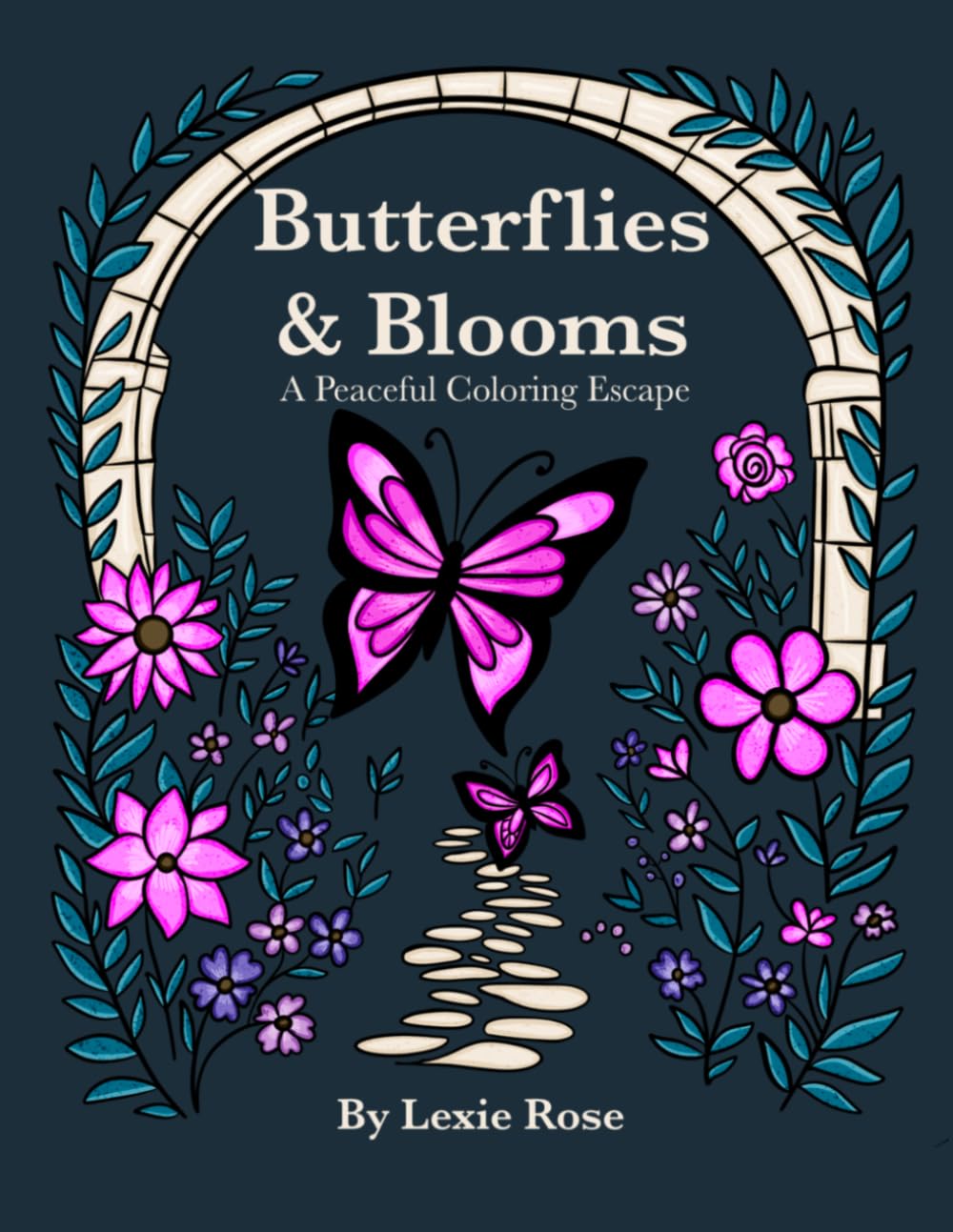 Butterflies & Blooms: A Peaceful Coloring Escape: Hand-Drawn Butterfly & Flower Adult Coloring Book With Relaxing, Stress Relief Designs for Mindfulness & Calm