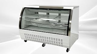 Commercial Deli Refrigerator, ETL Bakery Pastry Deli Meat/Seafood Display Case, Fridge Cooler Merchandiser Showcase, Curved Glass, Restaurant Stainless Steel 65" W 22 cu.ft.