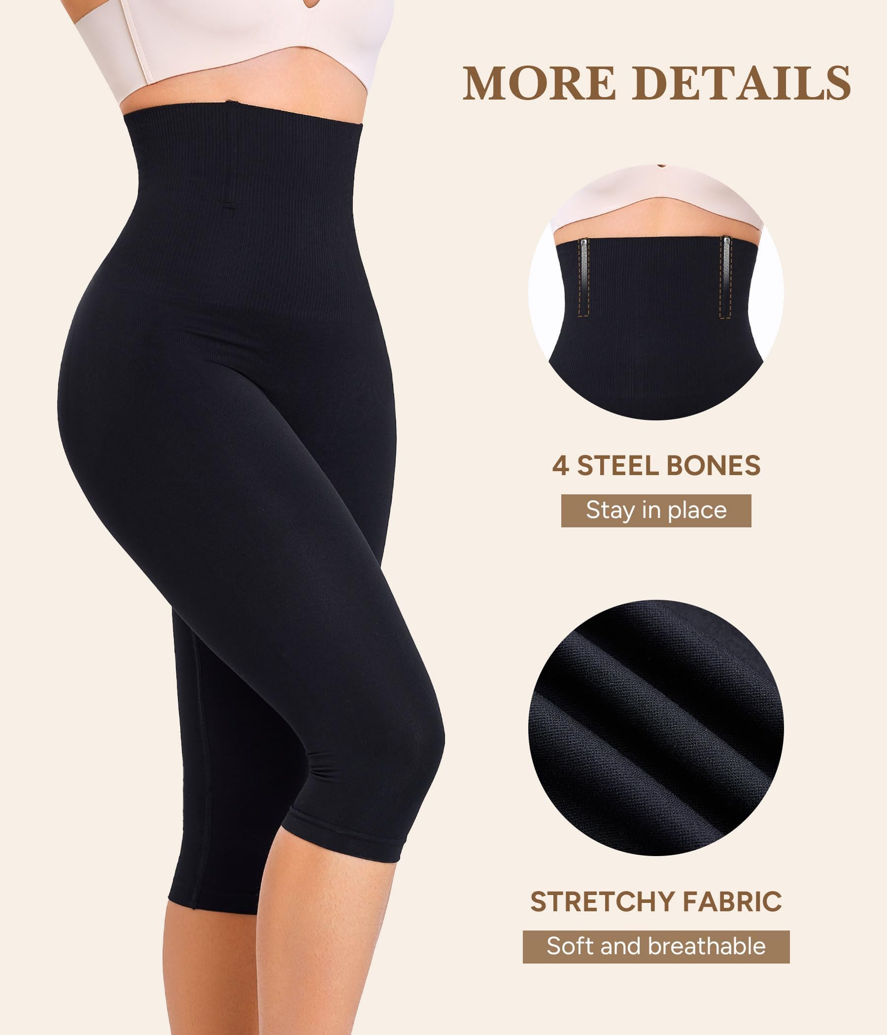 Gotoly Bauchweg Unterhose Damen Shapewear Hohe Taille Stark Formend Miederhose Panty Mit Bein Figurformende Capri Leggings Body Shaper Miederpants
