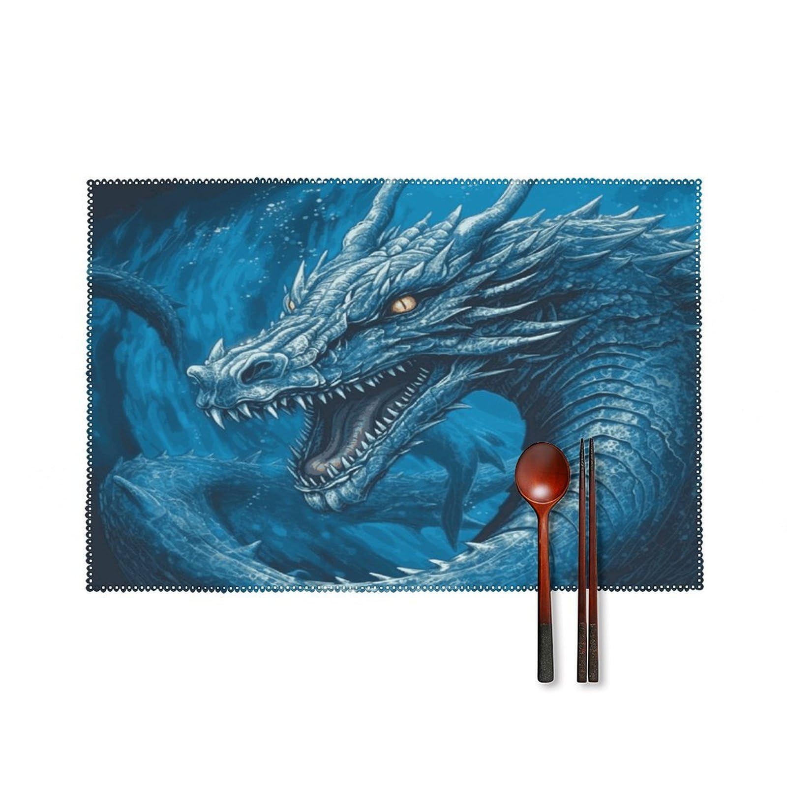 Fodpand Style Dragon Cool Blue Placemats Set Of 4 Place Mats Table Mats
