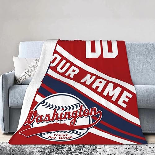 Manta personalizada de béisbol de la ciudad, mantas de forro polar personalizadas con número de nombre, regalos para fanáticos