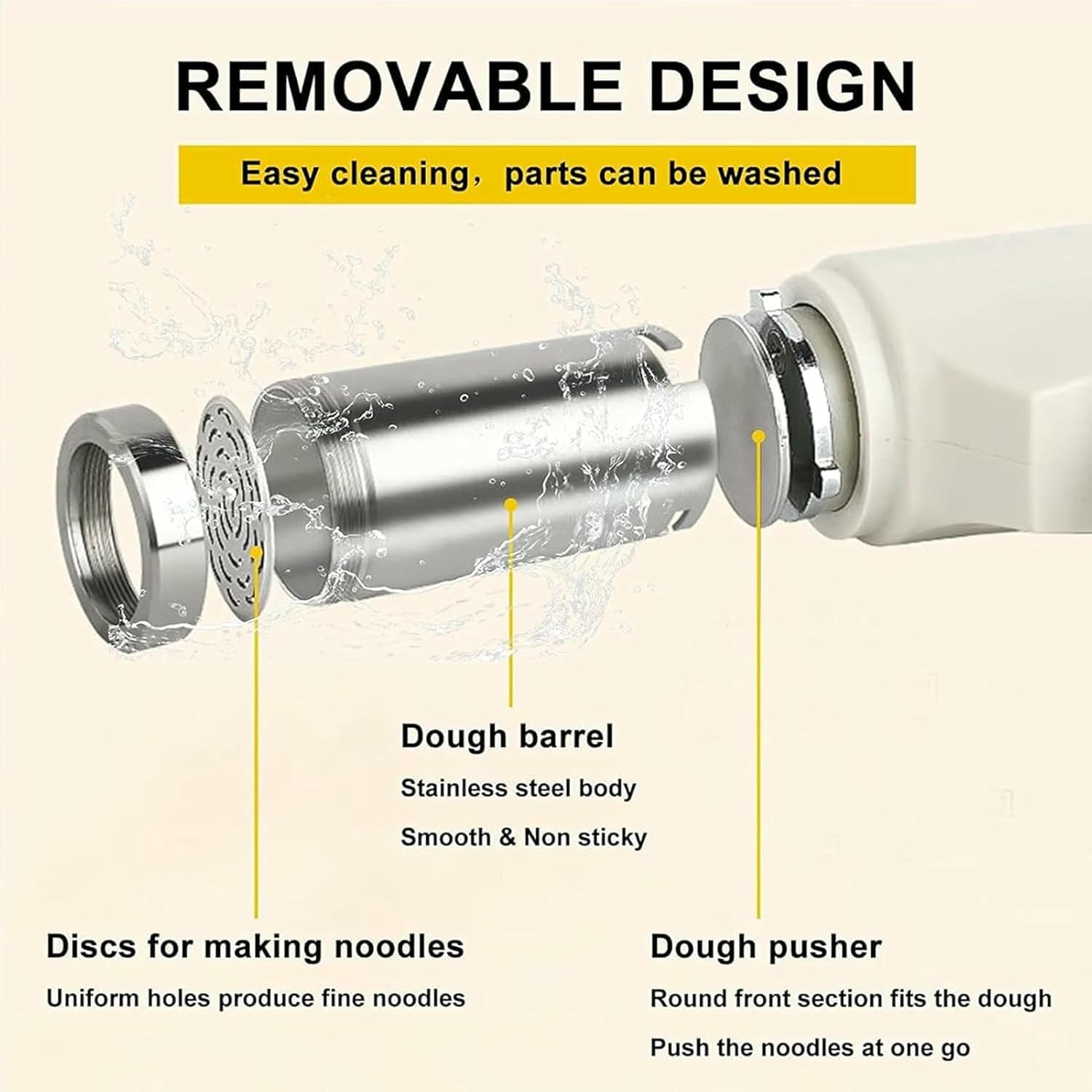 Electric Pasta Maker Machine, Noodle Maker, Home Stainless Electric Automatic Handheld with 4 Noodle Molds, Wireless Noodle Press