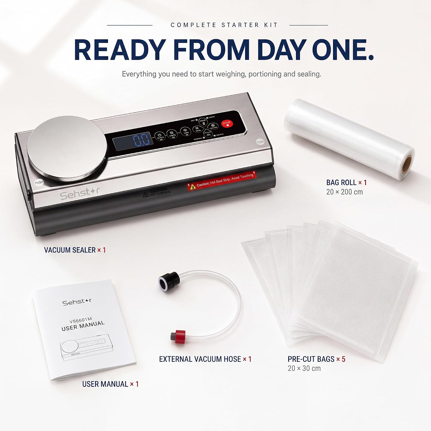 Vacuum Sealer for Food with Built-In Food Scale, 90 kPa Suction thumbnail