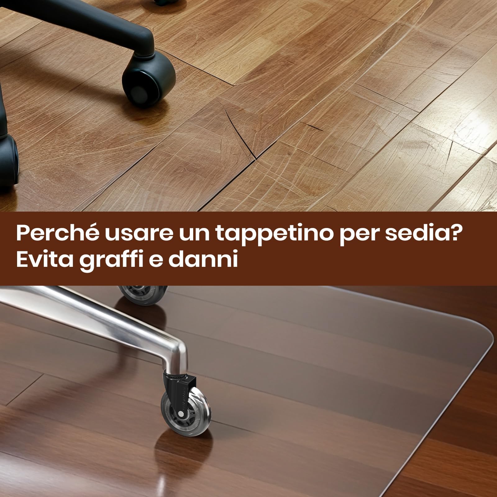 COSYLAND Tappeto trasparente salva parquet in PVC, Tappeto sedia ufficio antiscivolo, facile da pulire, compatibile con tutti i pavimenti tranne moquette - 100 x 120 cm aggiornamento