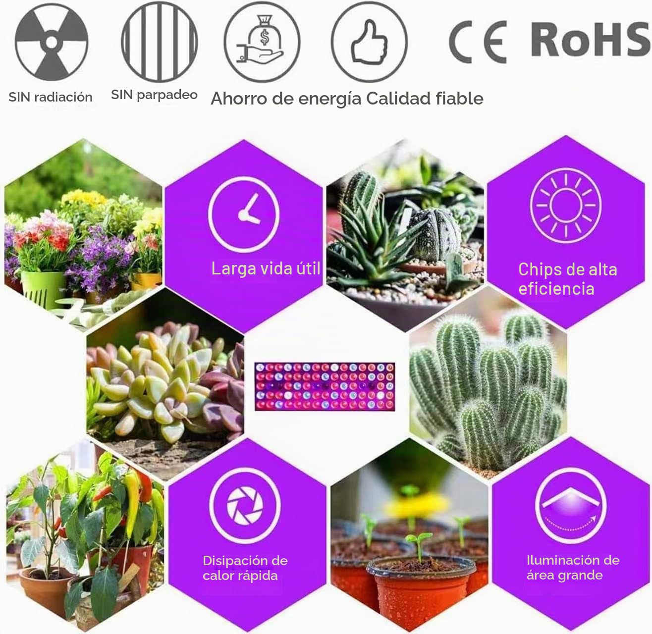 YW2000 jardín espectro completo llevó la luz de crecimiento de la planta 287 LEDs lámpara de crecimiento para el interior cultivar tienda plantas semillas Veg floración Phyto (blanco)