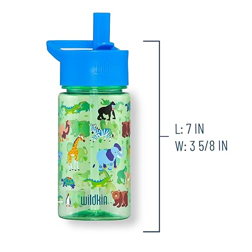 Miniatura 5 de Wildkin Botella de agua de plástico Tritan reutilizable de 16 onzas sin BPA con tapa a prueba de fugas para niños y niñas, botellas de agua