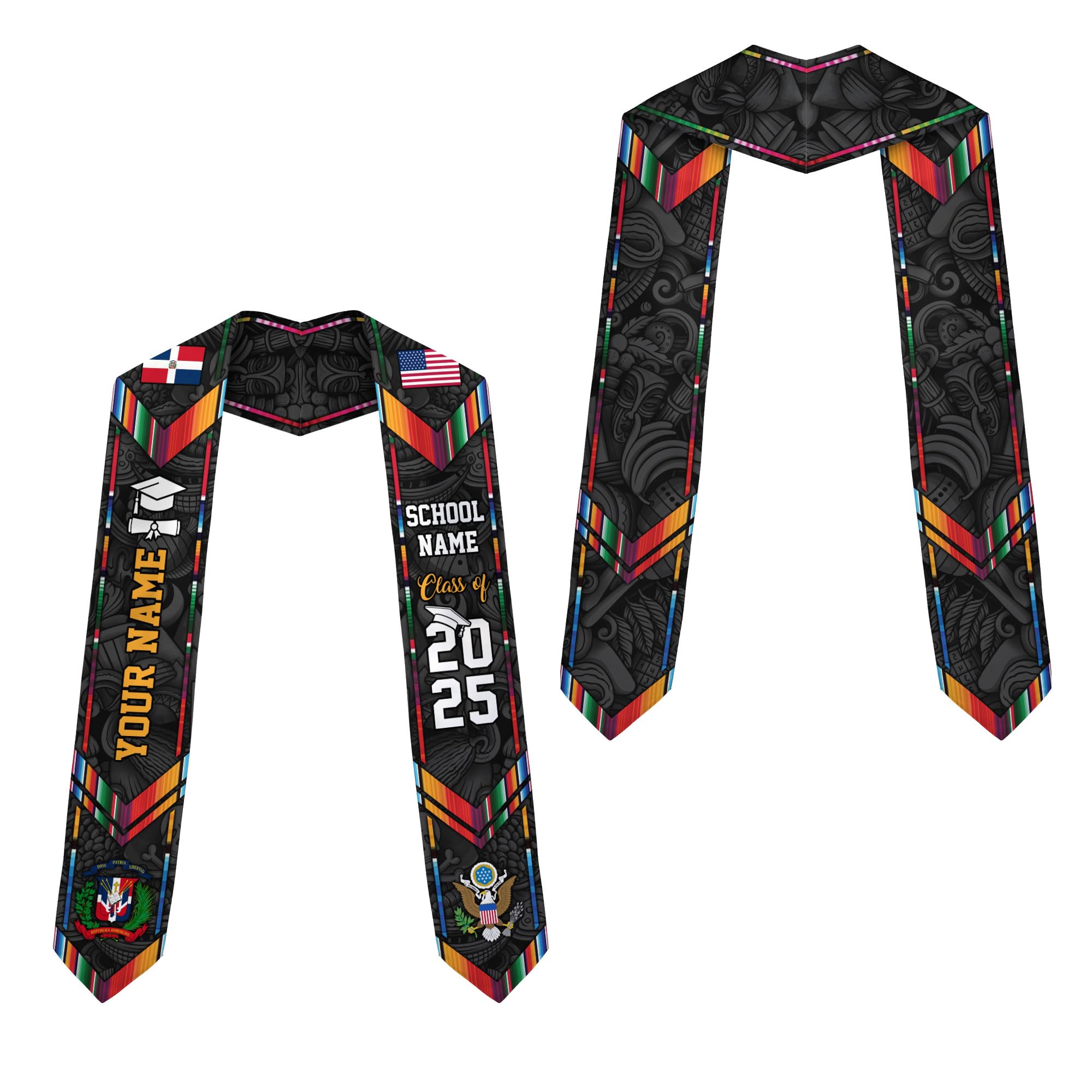 MonkeyVan Custom Dominican Sash Graduation, Dominicans Flag Graduation Sash 2025, Dominican Republic Graduation Stole Style 16