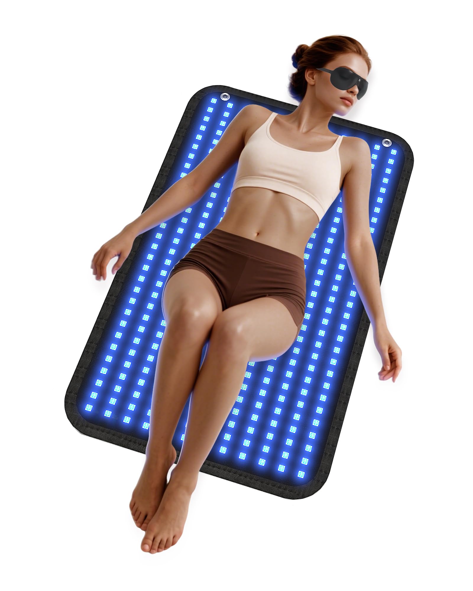 Lámparas bronceadoras 460 nm 490 nm 100x60 cm, bronceador facial 5 intensidades, 3 modos constante/10 Hz/40 Hz pulso, tumbado/colgado