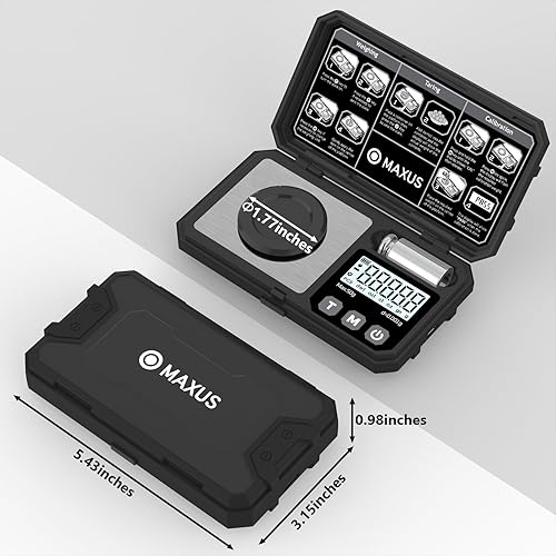 Miniatura 5 de MAXUS Báscula digital de miligramo 1.76 oz0.00 oz con peso de calibración, báscula de recarga con accesorios para trucos de polvo
