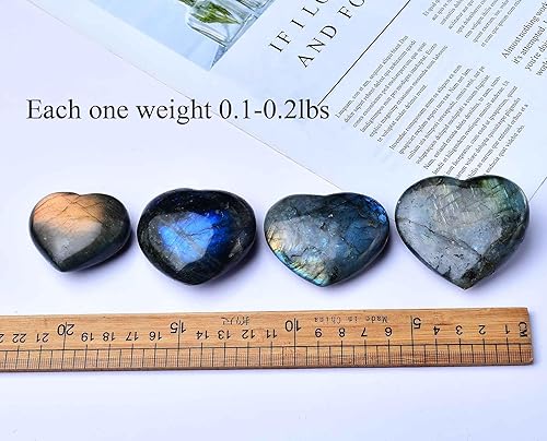 Miniatura 4 de FZBHRO Piedras de cristal de corazón, cristal curativo, palmeras pulidas, piedras preciosas en forma de amor, labradorita azul, corazón, roca,
