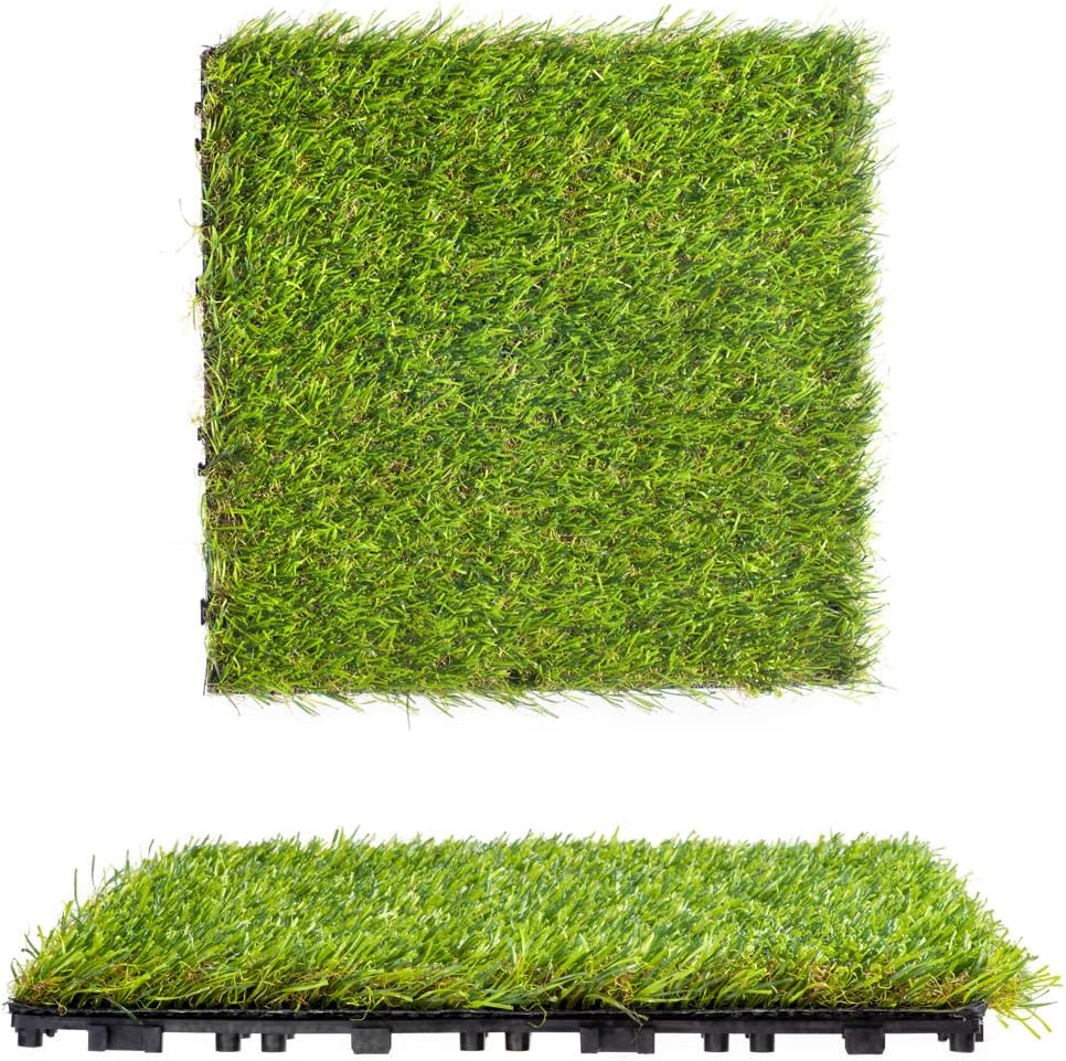 Paquete de 6 césped artificial artificial de 12 x 12 pulgadas, 144 pies cuadrados para interiores y exteriores, para mascotas, perros, balcón,