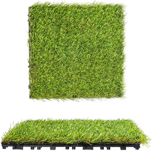 Paquete de 6 césped artificial artificial de 12 x 12 pulgadas, 144 pies cuadrados para interiores y exteriores, para mascotas, perros, balcón,
