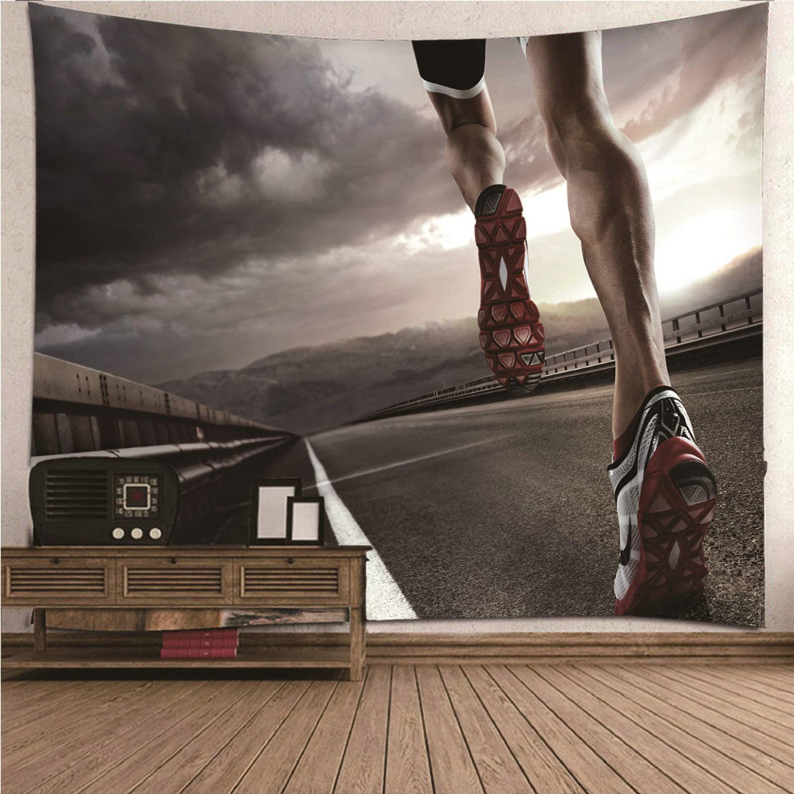 Tapiz de pared KnSam de poliéster negro, impresión 3D lavable de 150x130 cm para sala y playa