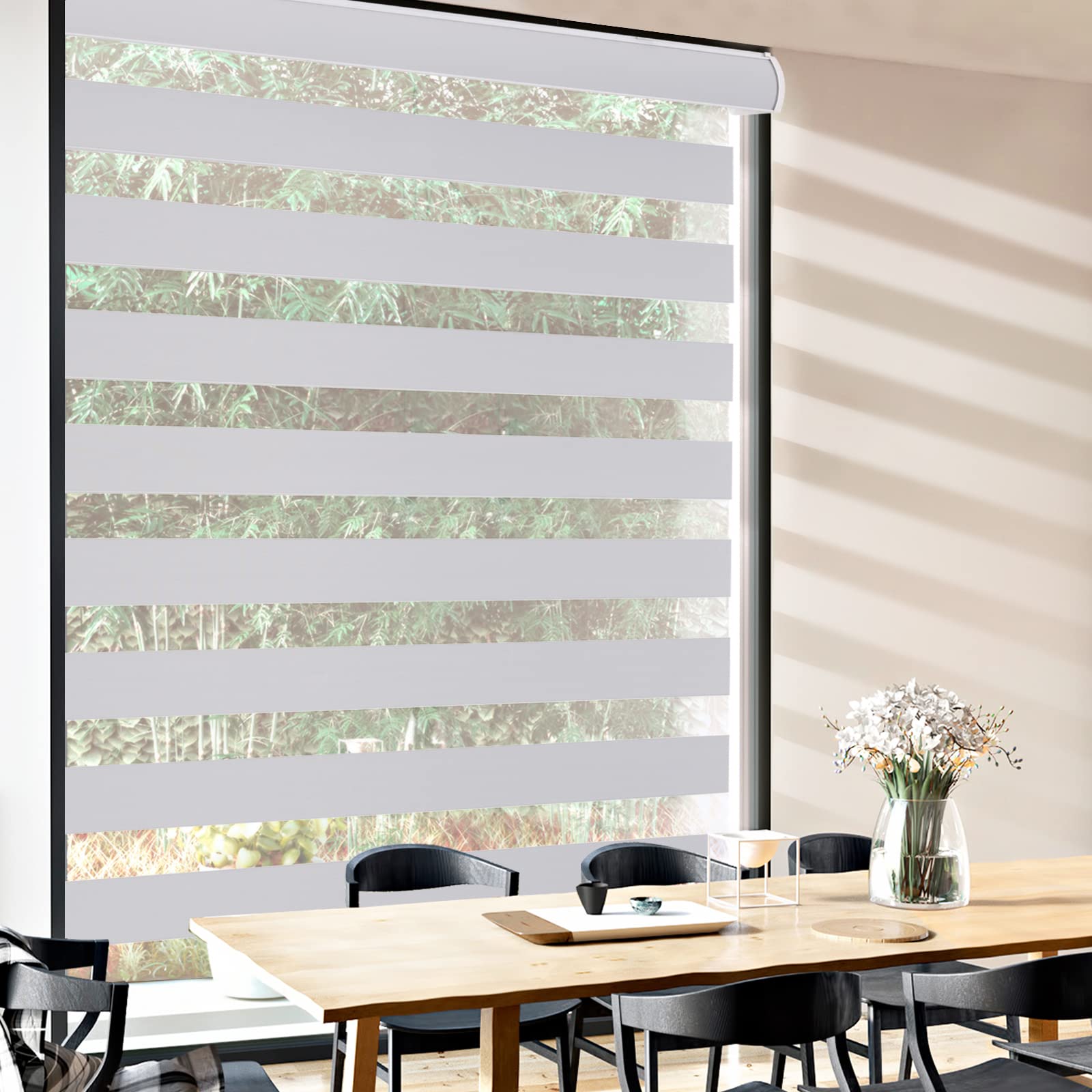 MYshade Cordless Zebra Blinds for Windows Zebra Window Shades Dual Layer Blinds Light Filtering Day Night Blinds for Kitchen/Bedroom/Living Room/Office 30" W X 72" H(Grey), RBS30GY72A