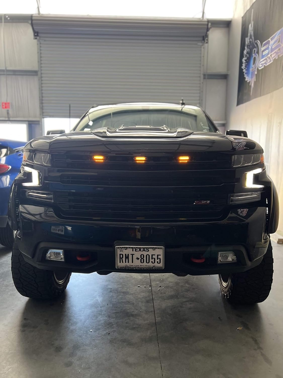 iJDMTOY 3pc Super Bright Amber Full LED Center Grille Running/Position Lights w/Mounting Brackets, Compatible With 2019/2020-up Chevrolet Silverado 1500 2500HD 3500HD (Amber Lens)
