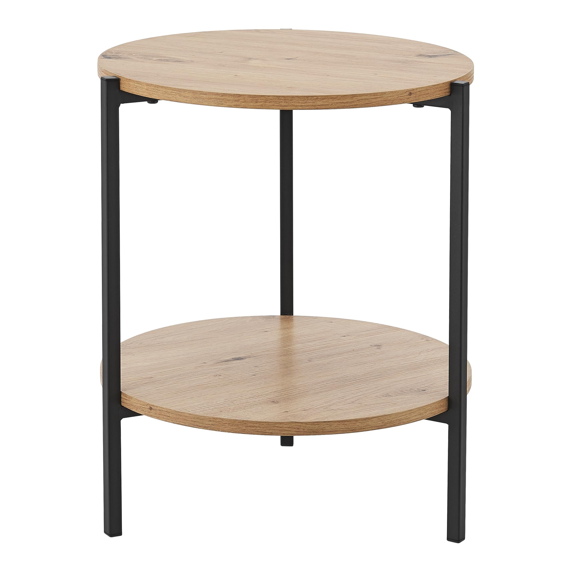 [en.casa] Table d'Appoint Ronde Design pour Salon Bout de Canapé Métal Panneau de Particules 50 x 40 cm Effet Bois Noir