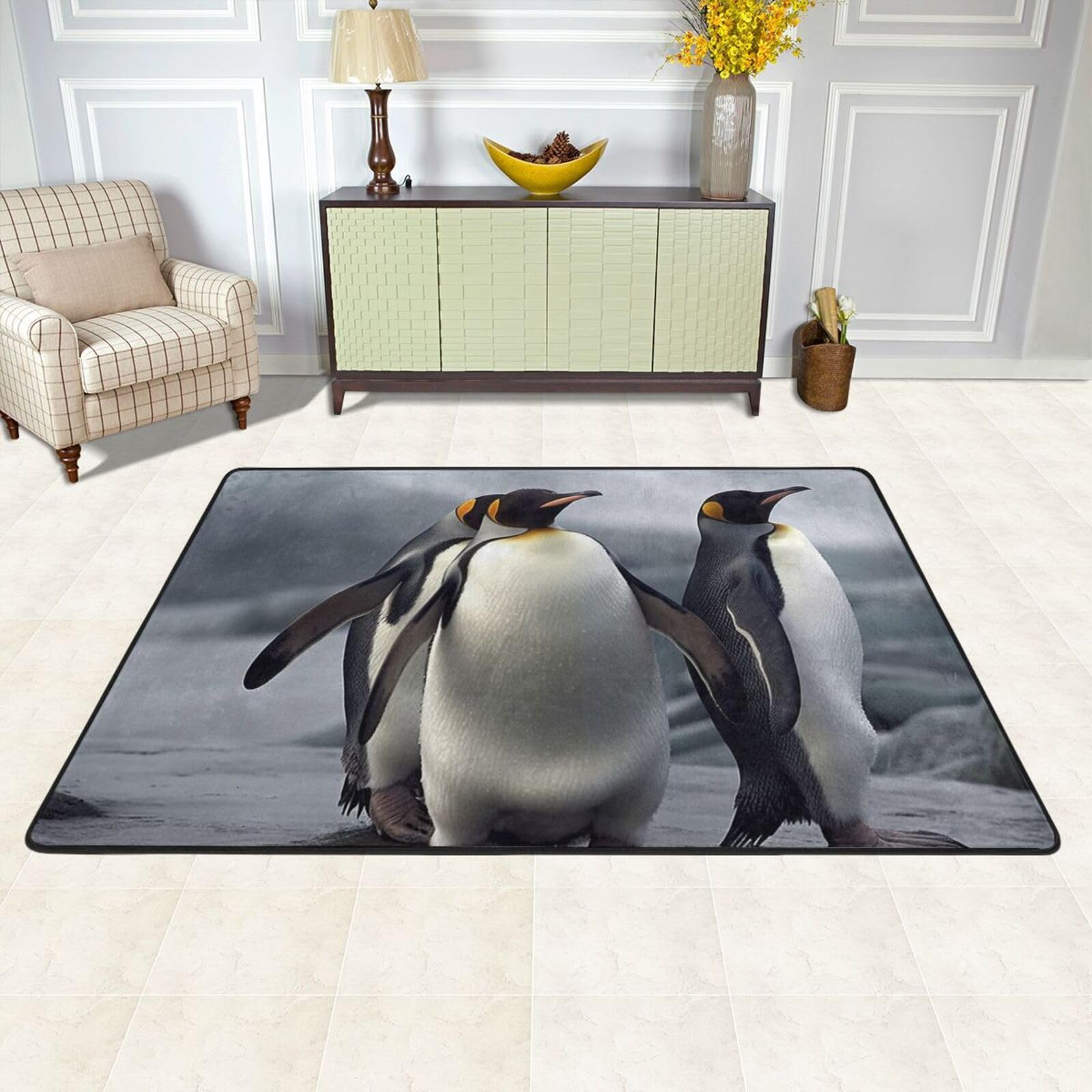 Tapis de sol absorbant et antidérapant motif pingouins