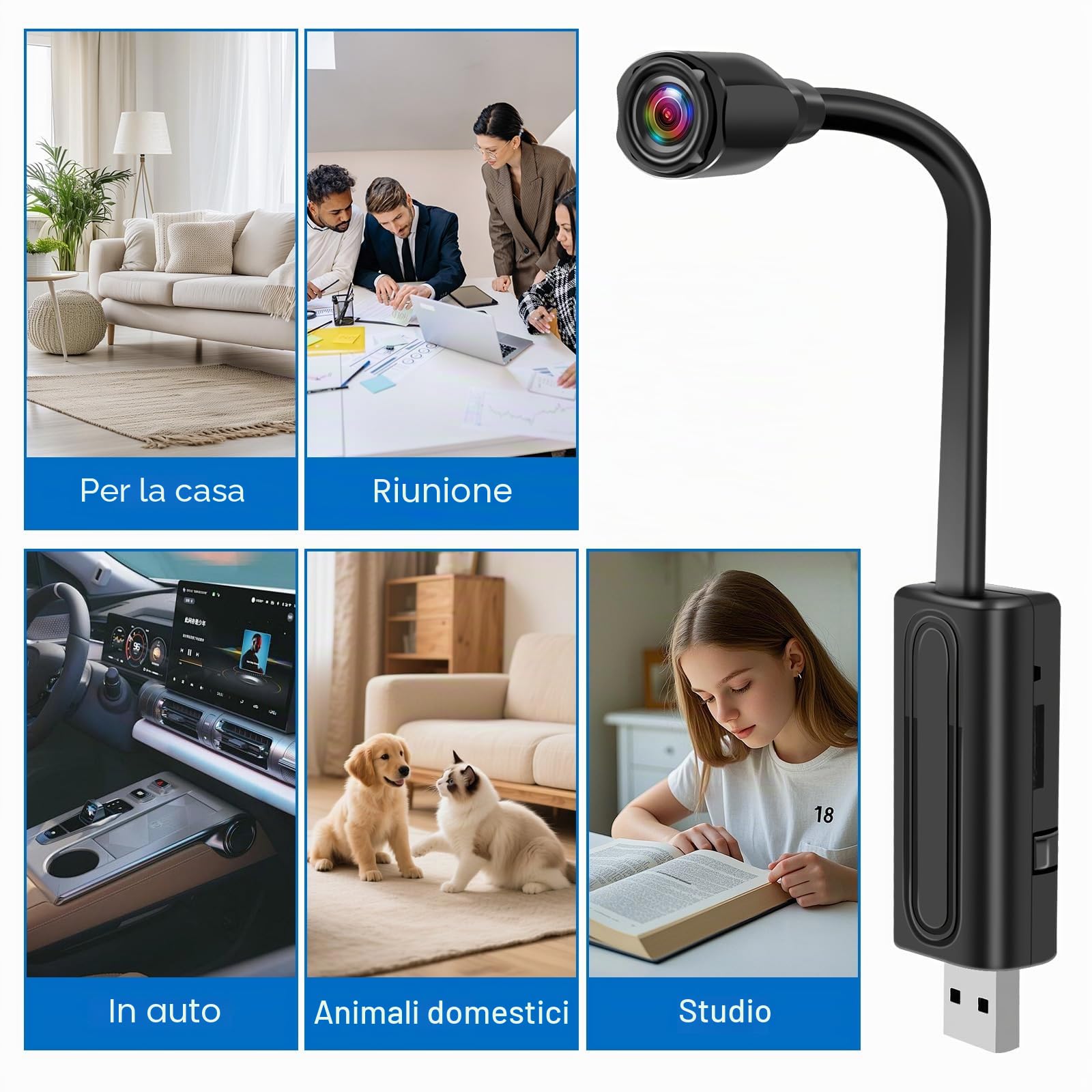 2.4 G WiFi Telecamera Nascosta USB Fotocamera HD 1080P Wifi Telecamera Spia, Mini Telecamera Spia Nascosta supporto di Rilevamento del Movimento e Vista Remota
